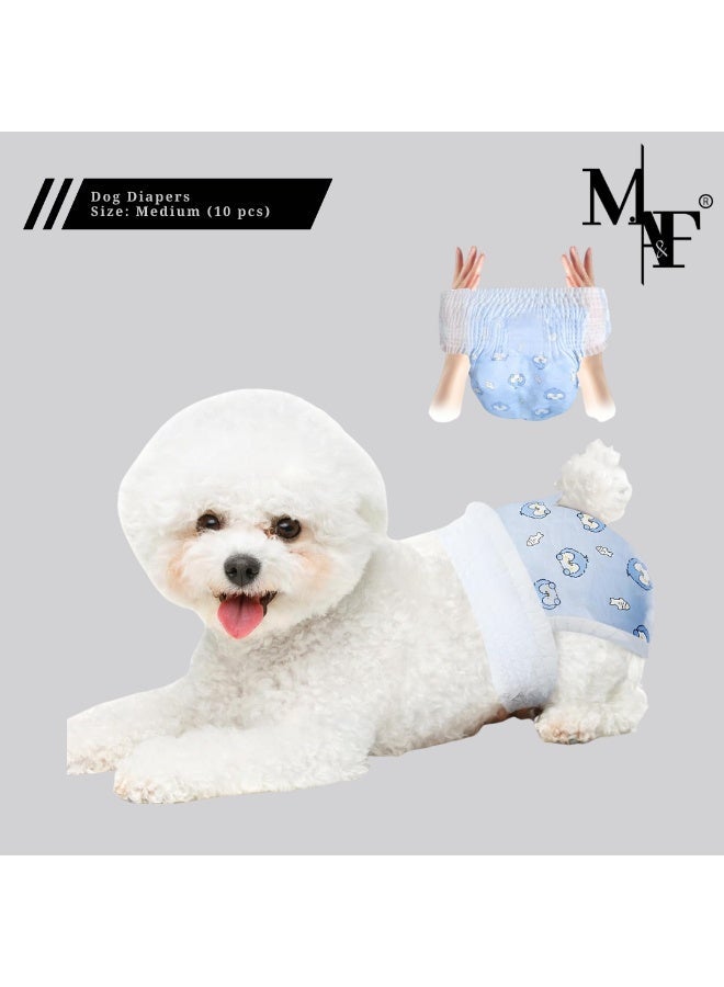 Disposable Dog Diapers Absorbent Soft Puppy Doggie Diapers for Female Dogs with Stretchy Waist Puppy Diaper in Heat Period Excitable Urination (M 10PCS)
